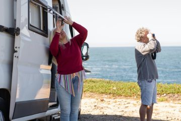 man beach vacation couple